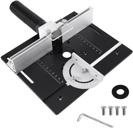 Houtbewerkingsfreesmachine - Werktafel voor tafelmodel freesmachine - Afwerkpaneel - Afwerkmachine voor houtbewerkingsfreesmachines - Geschikt voor diverse grote freesmachines - Zwart