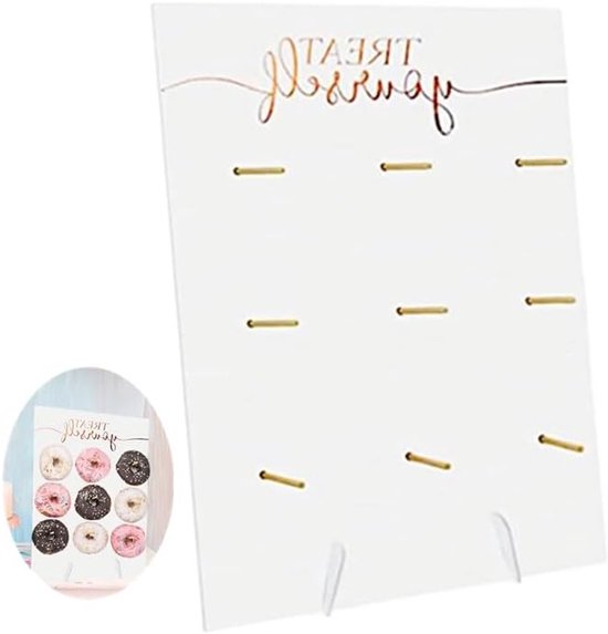 Houten Donut Wand voor 9 Donuts, Herbruikbare Rustieke Dessert Tafelstandaard, Perfect voor Feestjes, Bruiloften en Verjaardagen, Decoratie voor Tafel en Evenementen