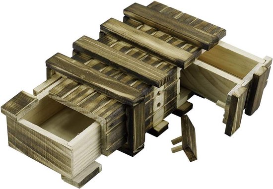 Houten Geschenkenbox met 2 Veilige Opbergcompartimenten, Verborgen Vak, Souvenir Box en Geheugenpuzzel voor Trouwen en Cadeaus