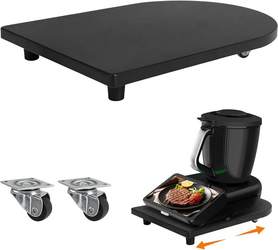 Houten Glijbord met 360° Wielen voor Thermomix TM7 - Antislip Mat en Rubber Voeten voor Eenvoudig Gebruik en Stabiliteit van Merkloos