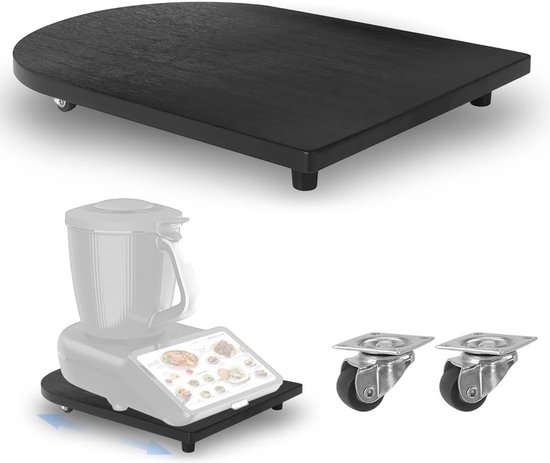 Houten glijplank voor Thermomix TM7 met 360° wielen, antislip rubberen voeten en praktische accessoires voor eenvoudig gebruik van Merkloos