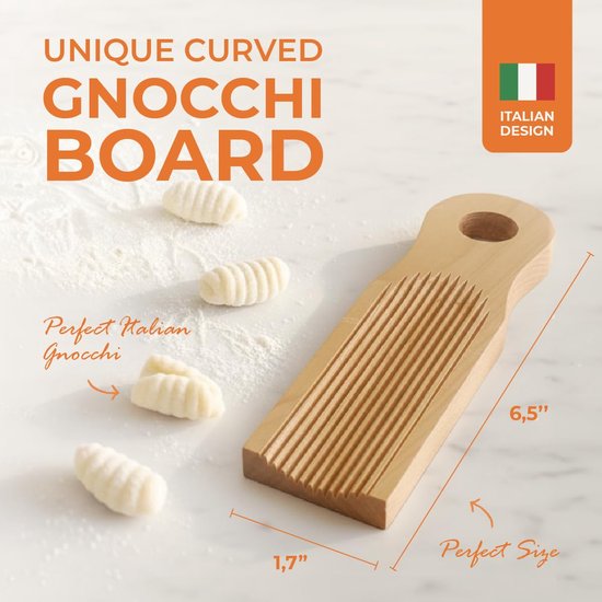 Houten Gnocchi Bord - Gnocchi Maker voor Authentieke Italiaanse Gnocchi en Pasta - Handmatige Gnocchi Plank met Ribbelstructuur voor Perfecte Pastavormen - Keukenhulpmiddel voor Zelfgemaakte Pasta van houten
