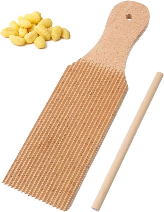 Houten gnocchiplank 24 x 6,6 cm - beukenhout - geribbeld oppervlak - ideaal voor verse pasta - ShopVlot