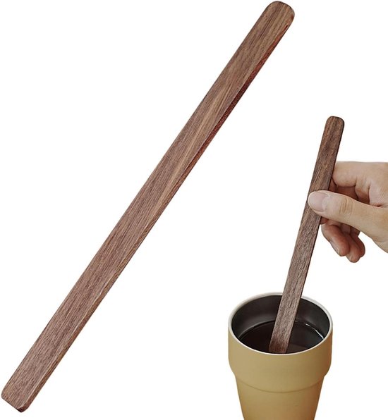 Houten Menglepel - Barlepel Cocktail - Dranken Mixen - Ergonomisch Handvat - 20 cm - Walnootkleur van houten