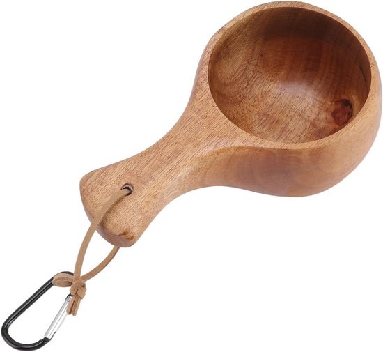 Houten Mok in Scandinavische Stijl voor Koffie, Thee en Melk - Ideaal voor Kamperen en Wandelen, Draagbaar en Duurzaam van Merkloos