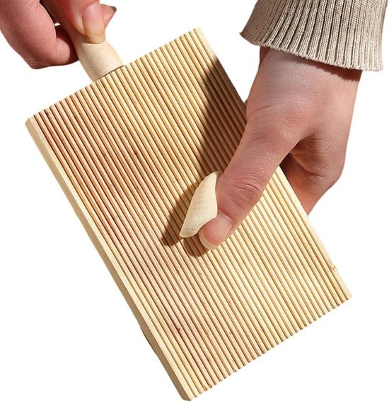 Houten Pastaroller - Gnocchi Plank - Handgemaakte Pasta Maken - Traditioneel Gevormde Groeven - 1 Stuk - Natuurlijk Hout van houten