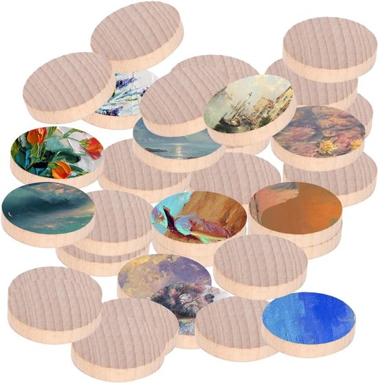 Houten Schijven voor DIY Projecten - Lege Ronde Cirkel Disc 3 cm, 4 cm, 5 cm - Creatieve Handgemaakte Decoratie Accessoires van Merkloos