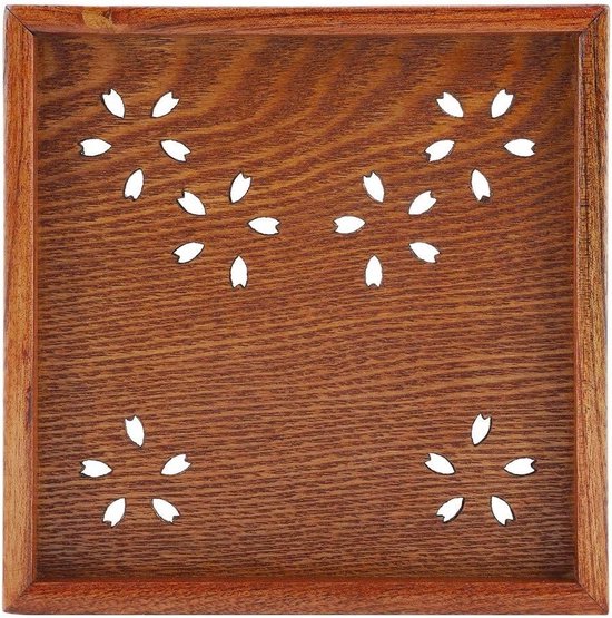 Houten Theeschaal met Holle Bloem Design voor Maaltijden en Hapjes - 18 x 18 cm, Perfect voor Feestjes en Gezellige Avonden van Merkloos