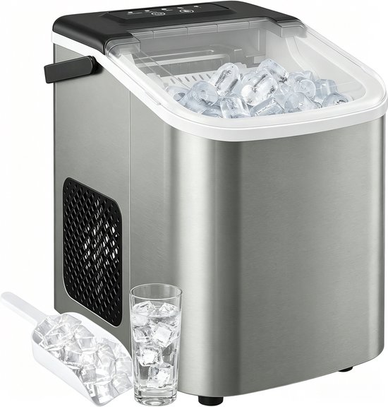 huishoud Ijsblokjesmachine - Draagbare automatische ijsmachine - 2 maten ijsblokjes S/L, snel ijs maken 6-14min - zelfreinigend voor thuis, café en horeca gebruik