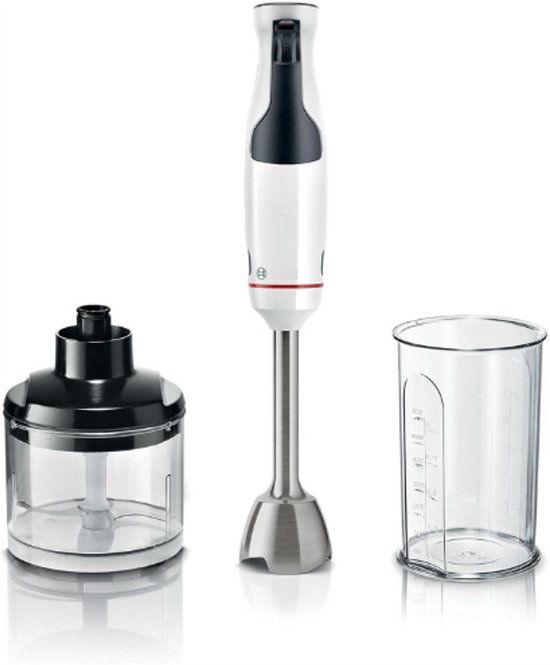 Huishoudelijke Apparaten - MSM4W220 ErgoMaster Serie 4 Staafmixer - 600W Motor - QuattroBlade Mengsysteem - Inclusief Accessoires - Wit van Merkloos