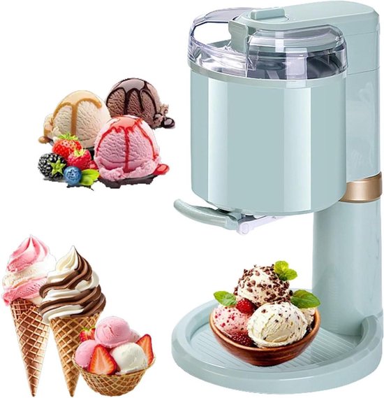 Huishoudelijke Ijsmachine - Softijs Maker - Zelf Desserts Maken - Snel Bevroren Traktaties - 1 Liter Capaciteit - Groen