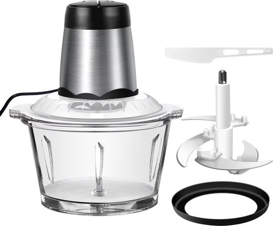 Hutjemutje - foodprocessor - keukenmachine - hakmolen - 2L - multifunctionele kleine keukenmachine - met 2 snelheden & 4 messen