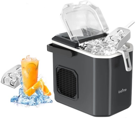 Hutjemutje - ijsblokjesmachine - ijsmachine - ijsblokjesmaker - 0,8L - 12kg/24 uur - ijsmand & ijsschep - zelfreinigingsfunctie - zwart