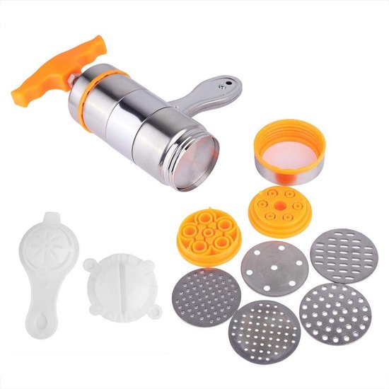 Ibenzoa® Handmatige pastamachine van roestvrij staal met zeven vormkoppen voor veelzijdige pasta van Ibenzoa