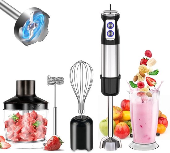 IBETTERTEC Staafmixer keukenmachine alles-in-één multifunctioneel Krachtige 1000W[RVS & Inclusief Accessoires] - Elektrische Staafmixer Set met Afneembare Mengvoet, Mixbeker en Meebeker van Merkloos