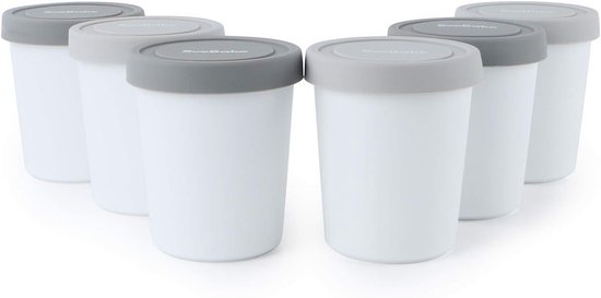 Ice cream container for ice cream 180 ml - set of 6 with lids made of silicone, container homemade for ice cream