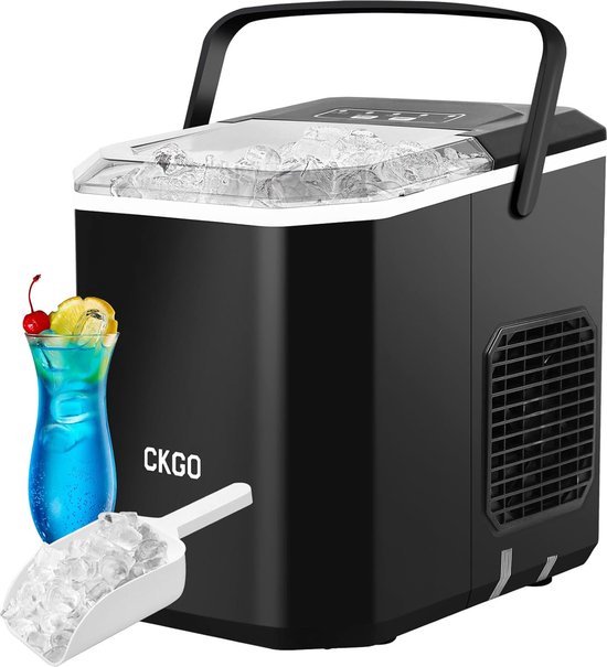 Ice Cube Maker 12 kg in 24 Uur - 9 IJsblokjes in 6 Minuten - LED Display, 120W Infrared Sensor, Zelfreinigend - Voor Thuis, Camping, Feest - Zwart van Vevor