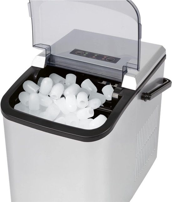 Ice cube maker produces ice cubes in 10 minutes with self-cleaning function - 12kg/24 hours - 1.5 litre water tank - silver color van MMERSU