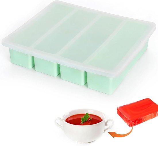 Ice Cube Tray voor het Vriezen van Soepen, Bouillons, Sauzen, Boter en Maaltijden - Ideaal voor Keuken en Voedselopslag