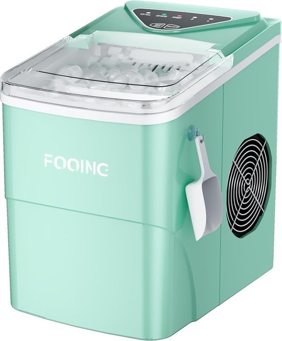 Ice Maker met Zelfreinigende Functie - 15 kg/24u Productie - 9 IJsblokjes in 6 Minuten - Stil Groen van KESSER®