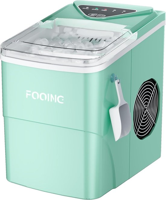 Ice Maker with Self-Cleaning Function - 15kg/24h Production - 9 Ice Cubes in 6 Minutes - Low Noise Operation - Green van Vevor