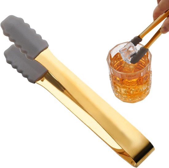 Ice Tongs Stainless Steel - Food Cooking Tongs, Using Silicone Sugar Cubes, Durable Stainless Steel Material, Non-slip Grip Design, Serving Ice Sugar Cubes, Kitchen Bar Drink Accessory