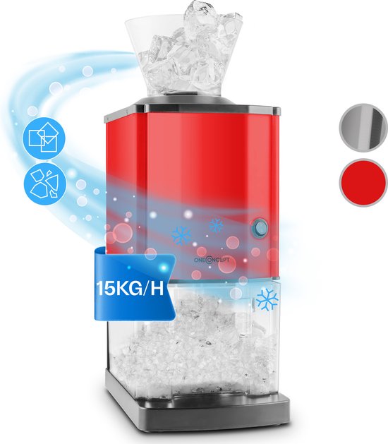 Icebreaker ijs crusher 15 kg/u 3,5 liter ijsbeker inox rood