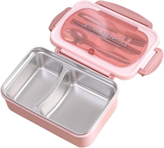 Ideale Lunchbox voor Volwassenen en Kinderen - Inclusief Bestek, Perfect voor School en Werk (ROZE) van Merkloos