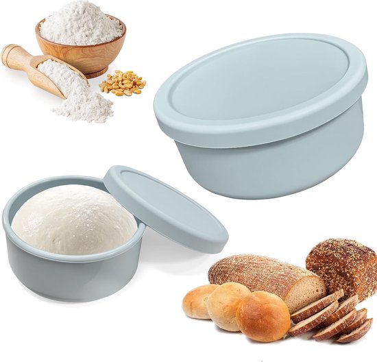 Ideale Opbergdozen voor Pizzadeeg, Hittebestendig en Antikleef, Ruimtebesparend, Set van 2 voor Vriezen en Bakken