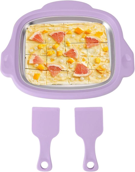 IJs Bakje - Dessert Maker - Zelfgemaakt IJs - Herbruikbaar Roestvrij Staal - 25 x 20 cm - Paars van Merkloos