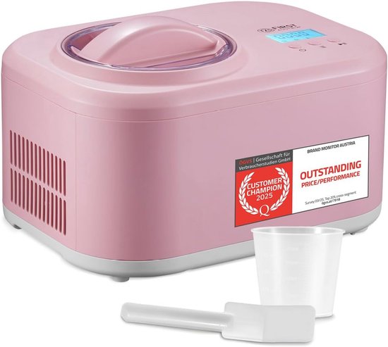 IJs- en Yoghurtemaker 1L - Maak Sorbet, Crème-ijs en Yoghurt met Doseur en Spatel - Roze van Merkloos