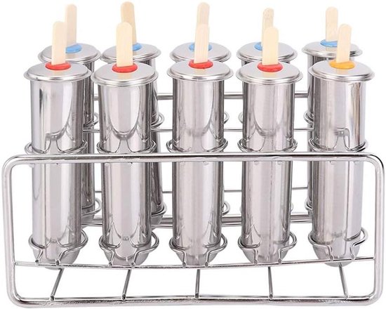 Ijs Lolly Maker - Ijsvorm Kit - Zelf Ijsjes Maken - Lekvrije Handgrepen - 83g Per Kop - Zilver