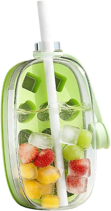 IJs Maker Fles - Herbruikbare IJsvorm - Dranken Koelen - 2-in-1 Ontwerp - 22 x 10.7 x 9.5 cm - Groen
