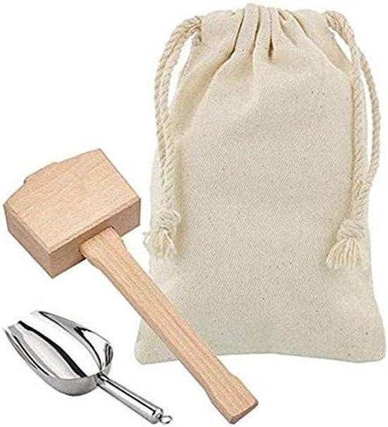 IJs Mallet en Zak - Barman Kit - Crushed Ice Maken - DIY IJs Vermalen - 30x40cm Zak