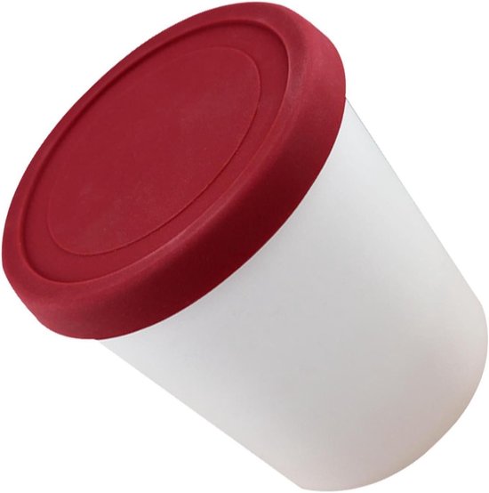 IJs Opslag Container - Vriesbak Deksel - Zelfgemaakt IJs - Stapelbaar Ontwerp - 1 Liter - Rood