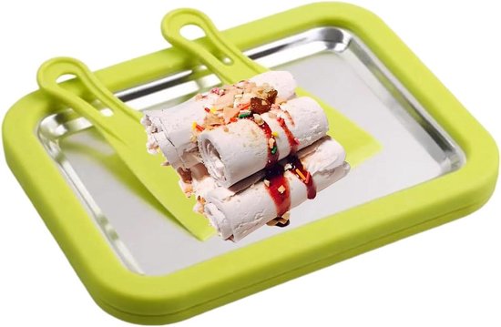 IJs Roller Maker - IJsmachine Dessert Plaat - Desserts Maken - Snelle Bereiding 10 Minuten - Dubbele Schrapers - Meerkleurig van Merkloos