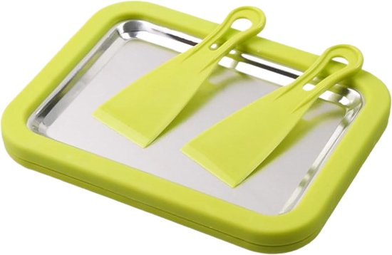 IJs Rolletjes Maker - Gebakken Yoghurt Machine - Thuis Desserts Maken - Inclusief Twee Schrapers - Draagbaar Formaat - Groen