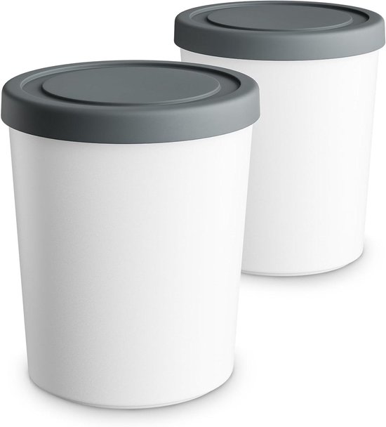 IJs Vriezer Bakken - IJs Containers Yoghurt Bakken - Zelfgemaakte Desserts Maken - Vaatwasmachinebestendig - 2x 1.5 Liter - Wit