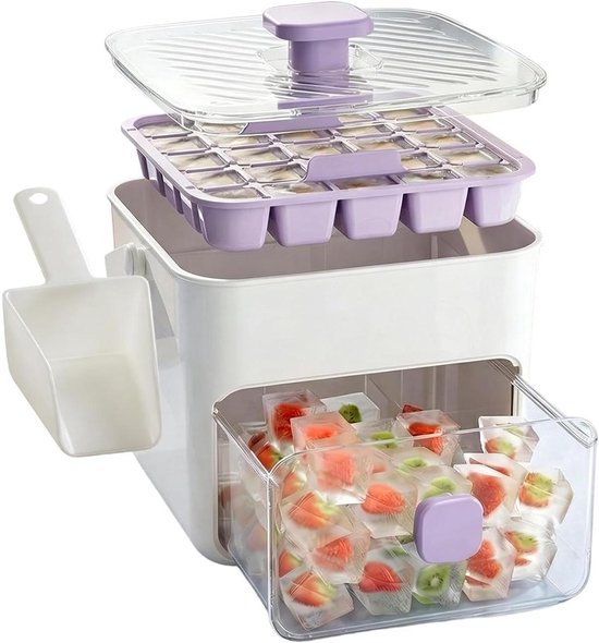 IJsbak met deksel - Ijsblokjesmaker - Dranken Koelen - Moeiteloos ijs losmaken - 50 holtes - Enkel