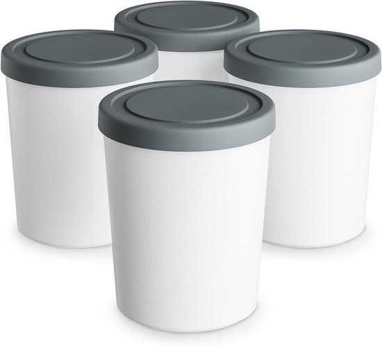 Ijsbakjes met deksels - Vriezer bakjes - Zelf ijs maken - Vaatwasmachinebestendig - Set van 4 - Wit