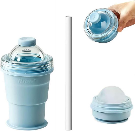Ijsbal Maker Beker - Drinkbeker - Dranken Koelen - 2-in-1 Opvouwbaar - 325 ml - Blauw