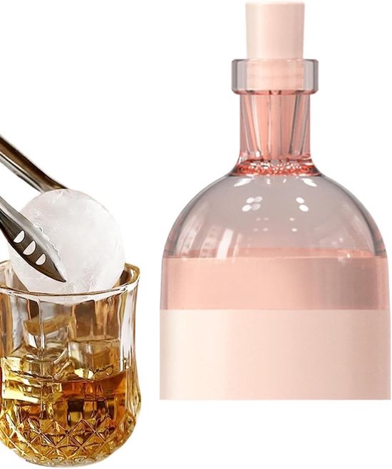 Ijsbal Maker - Fles Vorm - Dranken Koelen - Langzaam Smeltend - 7x7x11 cm - Roze