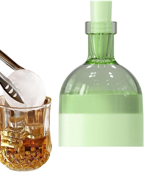 Ijsbal Maker - Ijsvorm Fles - Dranken Koelen - Unieke Flesvorm - 5.8x5.8x10.7cm - Groen