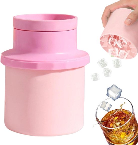 IJsbal Maker - Vriezer Emmer - Dranken Koelen - Luchtdicht Deksel - 10 x 10 x 13 cm - Roze