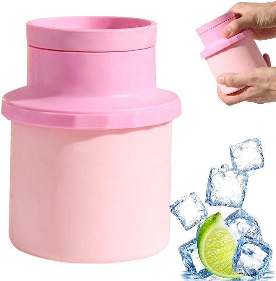 IJsballen Maker - IJsblokjes Vorm - Dranken Koelen - Vershoudtechnologie Deksel - 10x10x13 cm - Roze