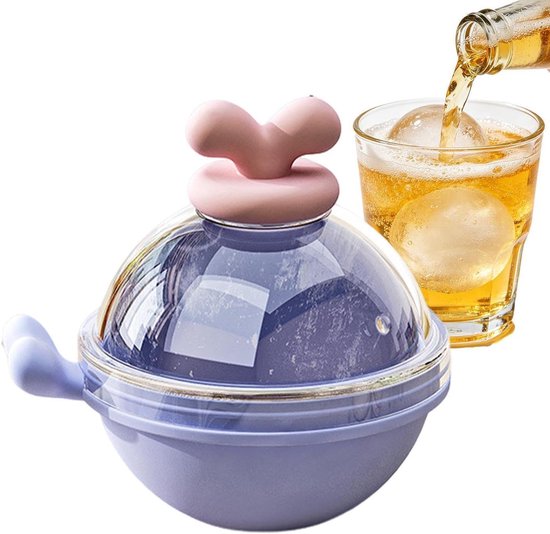 IJsballen Maker - Ronde IJs Mal - Drankjes Koelen - Makkelijk Loskomen - 9x8x8 cm - Paars