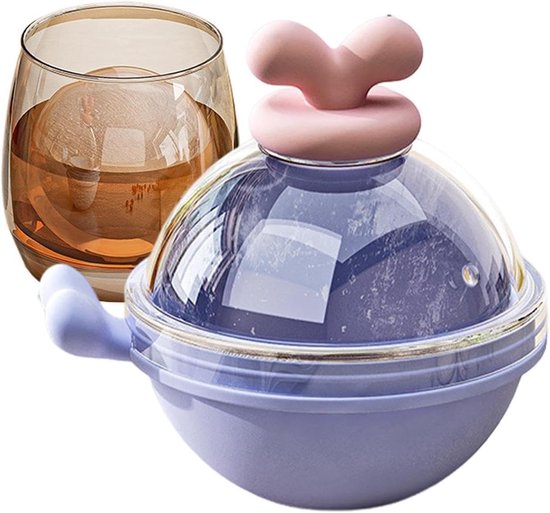 IJsballen Maker - Sferische IJs Mal - Gekoeld Sap Bereiden - Makkelijk Loskomen - 9x8x8 cm - Paars