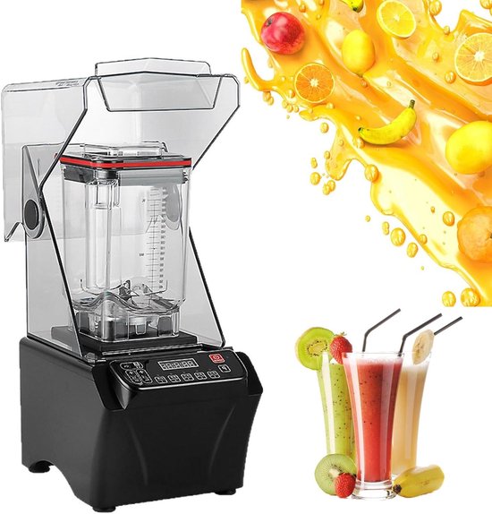 IJsblender - Smoothieblender Krachtige Blender - Drankjes Maken - Geluidsdempende Kap - 2000ml - Zwart