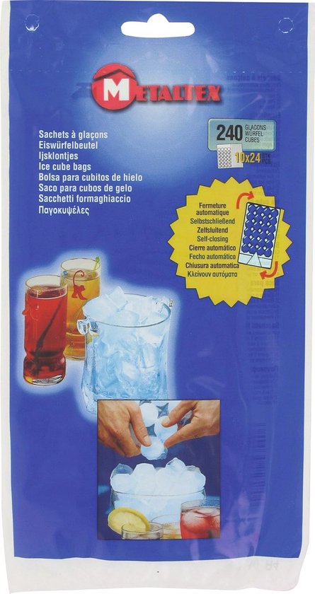Ijsblokjes in zakjes - 10 zakjes met 24 Ijsblokjes van Merkloos