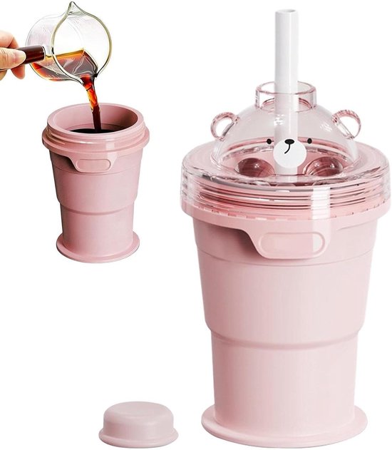 IJsblokjesbakjes Met Deksels - Koude Drank Maker - Dranken Koelen - Opvouwbaar Ontwerp - 325 ml Capaciteit - Roze